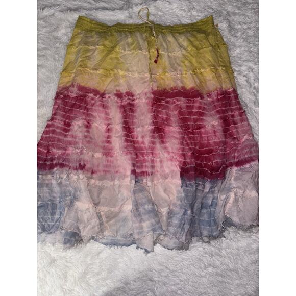 Jackpot one size women's tie dye soft waist ruffle skirt. Cute **Nt Flaw** - Picture 1 of 8